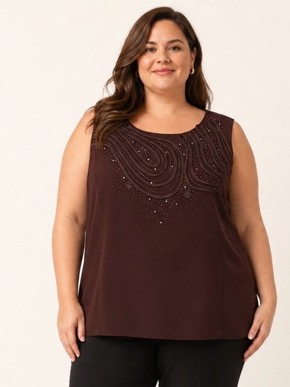 Carissimo Rhinestone Embellished Sleeveless Plus Size Blouse 22